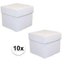 10x Vierkante witte kadootjes/cadeautjes 10 cm - thumbnail