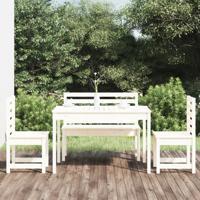 4-delige Tuinset massief grenenhout wit