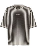 Dolce & Gabbana logo-embroidered striped T-shirt - Noir