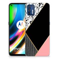 Motorola Moto G9 Plus | TPU Hoesje | Zwart Roze Vormen