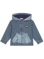 Dolce & Gabbana Kids hoodie en jean à logo - Bleu - thumbnail