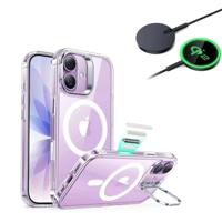 iPhone 17 Bundle Classic Hybrid Magnetic Case (Camera Control, Stash Stand) and Magnetic Charging Pad (Qi2) - Clear
