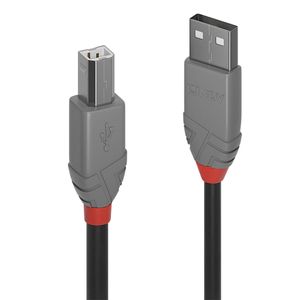 Lindy 36671 0.5m USB A USB B Mannelijk Vrouwelijk Zwart, Grijs USB-kabel