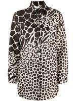 Ferragamo chemise à imprimé animalier multiple - Marron