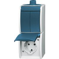 Busch-Jaeger 2601/5/20 EW-53-503 Ocean (opbouw) Schakel-/stopcontact combinatie spatwaterdicht Blauw, Groen