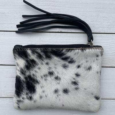 Tas Kim koeienhuid (Nguni) zwart wit 16x12cm