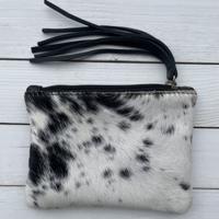 Tas Kim koeienhuid (Nguni) zwart wit 16x12cm