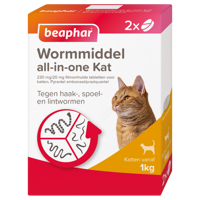 Beaphar Wormmiddel All-in-One kat 2 tabletten Beaphar Wormmiddel All-in-One kat 2 tabletten