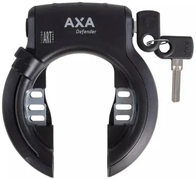 Ringslot Axa Defender - glanzend zwart + Bosch 2 rack cilinder (werkplaatsverpakking)