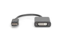 Digitus DB-340409-001-S DVI / DisplayPort Adapter [1x DisplayPort stekker - 1x DVI-bus 24+5-polig] Zwart Rond, Afgeschermd (dubbel), Afsluitbaar 15.00 cm - thumbnail