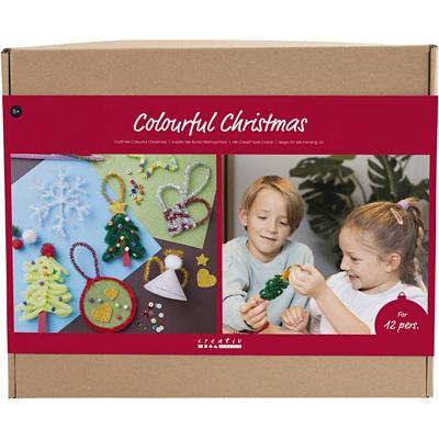 Creativ Company Groepsset kleurrijke kerst, kerstfiguren, diverse kleuren, 1 doos