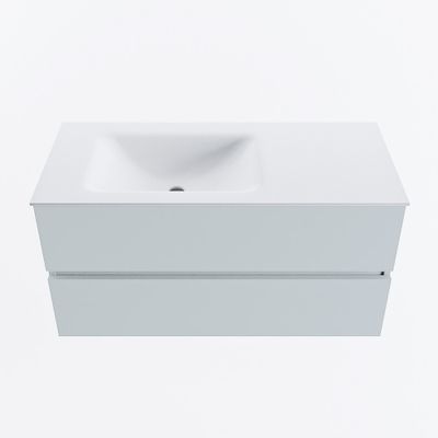 MONDIAZ VICA 100cm badmeubel onderkast Clay 2 lades. Wastafel CLOUD links 1 kraangat, kleur Talc.