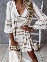 Casual Loose V Neck Dress With No