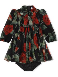 Dolce & Gabbana Kids robe à fleurs - Noir