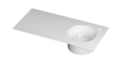 Wastafel UFO porselein rond rechts met 1 kraangat rechts 100 cm x 48 cm x 18 cm Glans wit 0300942