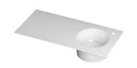 Wastafel UFO porselein rond rechts met 1 kraangat rechts 100 cm x 48 cm x 18 cm Glans wit 0300942