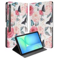 Tablet Book Case Butterfly Roses Samsung Galaxy Tab S10 FE Plus