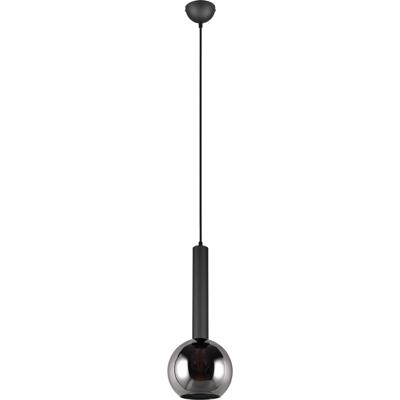 LED Hanglamp - Hangverlichting - Trion Yton - 1x Lichtpunt - E27 Fitting - Rond - Mat Zwart - Metaal