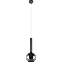 LED Hanglamp - Hangverlichting - Trion Yton - 1x Lichtpunt - E27 Fitting - Rond - Mat Zwart - Metaal