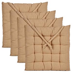 Stoelkussen Decorama - 4x - binnen/buiten - beige - 40 x 40 x 5 cm - polyester