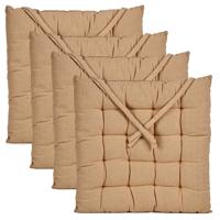 Stoelkussen Decorama - 4x - binnen/buiten - beige - 40 x 40 x 5 cm - polyester Stoelkussen Decorama - 4x - binnen/buiten - beige - 40 x 40 x 5 cm - polyester