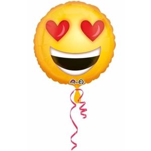 Helium ballon Smile Emoticon met hartjes ogen 43 cm