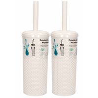 2x Toiletborstel / wc-borstels met houder wit 10,5 x 10,5 x 35 cm