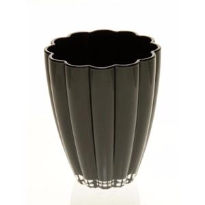 Bellatio Design Bloemvorm vaas zwart glas 17 cm   -