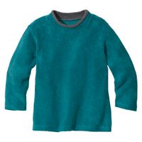 Fleece pullover van bio-katoen, petrol Maat: 134/140 - thumbnail