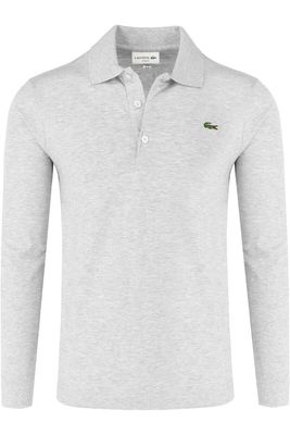 Lacoste Slim Fit Poloshirt lange mouw grijs, Effen