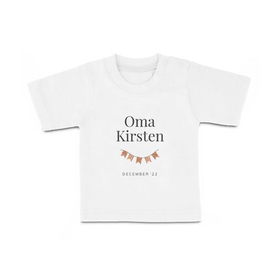 Baby shirt bedrukken - Korte mouw - Wit - 62/68