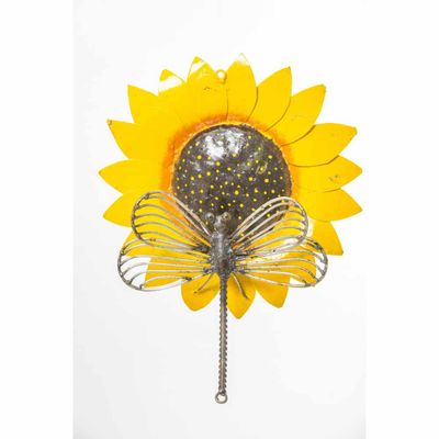 Muurdecoratie Zonnebloem met Libelle