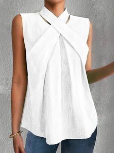 Half Turtleneck Plain Casual Cotton Tank Top