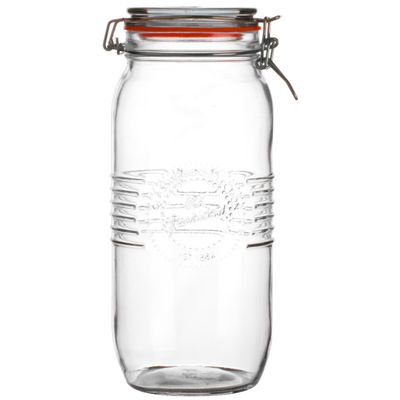 Voorraadpot/bewaarpot - 2L - glas - met beugelsluiting - D14 x H27 cm