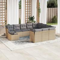11-delige Tuinset met kussens poly rattan beige
