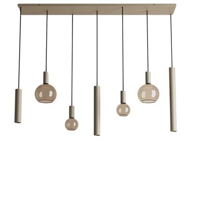 Hanglamp Riva recht 7 lichts quartz