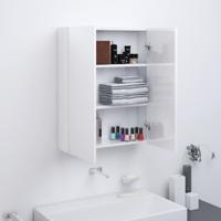 Badkamerkast met spiegel 60x15x75 cm MDF glanzend wit