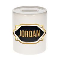 Naam cadeau spaarpot Jordan met gouden embleem   -