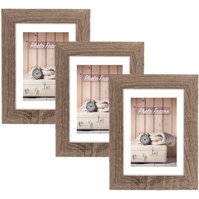 Zep Fotolijst hout - 3x stuks - naturel bruin - geschikt voor foto van 13 x 18 cm - staand of hangen