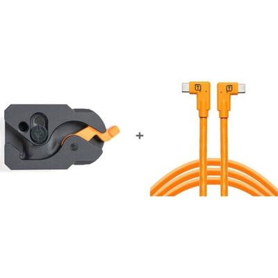 Tether Tools TetherGuard USB-C to USB-C 4.6m LeverLock & Cable Kit, right to right, high visibility orange
