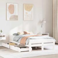 Bedframe zonder matras massief grenenhout wit 120x190 cm
