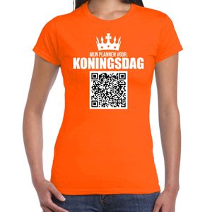 QR code mijn plannen voor Koningsdag feest t-shirt dames zwart - Koningsdag shirts