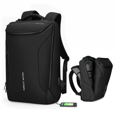 Mode mannen rugzak multifunctionele waterdichte laptop tas reistas met USB opladen poort (opgewaardeerd zwart)