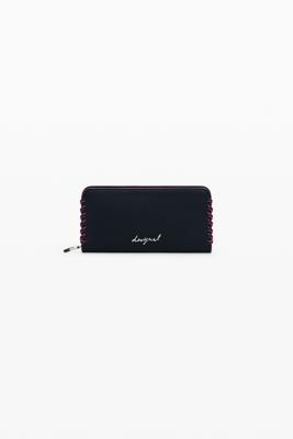Middelgrote portemonnee met afneembaar leerlook-effect - BLACK - U