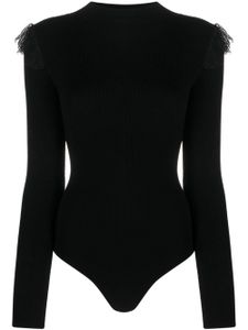 TWINSET body nervuré à détail de tulle - Noir