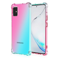 Samsung Galaxy A21S hoesje - Backcover - Extra dun - Transparant - Tweekleurig - TPU - Roze/Turquoise