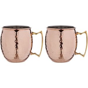 2x Cocktailbeker/cocktailglas Moscow Mule 450 ml koper