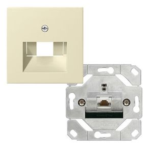 Gira Standaard 55 netwerkaansluitdoos 1 x RJ45 Cat.6 met inzetplaat creme glanzend 245100 + 027001