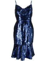 Marchesa Notte robe mi-longue Magnolia à sequins - Bleu