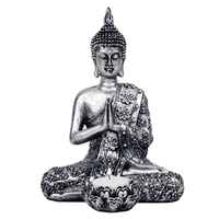 Boeddha met Kaarshouder Zilverkleurig (20,5 cm) - thumbnail